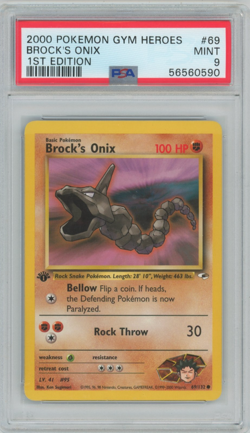 Pokemon Gym Heroes - Brock's Onix 1st Edition #69 PSA 9 Mint - Image 1