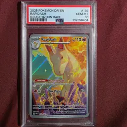2025 POKEMON SV - DRI EN #189/182 RAPIDASH ILLUSTRATION RARE PSA 10 - Image 1