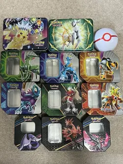 Pokemon TCG Empty Tins Lot Of 12 Various Arts NO CARDS - Image 1