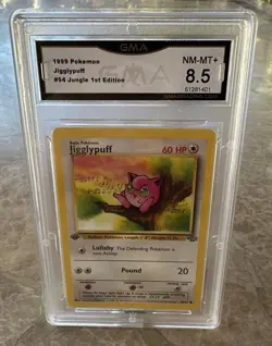 1999 POKEMON JUNGLE JIGGLYPUFF #54 1ST EDITION GMA 8.5 NEAR MINT-MINT+ - Image 1