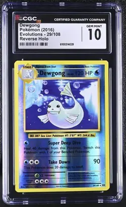 Dewgong *CGC 10* Reverse Holo *Evolutions* #29 *2016* Pokemon - Image 1