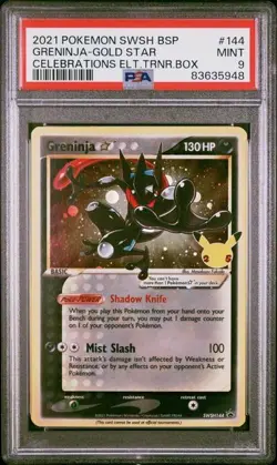 Greninja Gold Star 144 Pokemon PSA 9 MINT Celebrations Elite Trainer Box Promo - Image 1