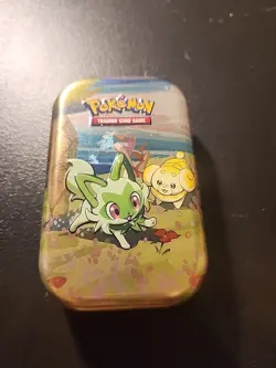 Paldea Friends Pokemon Mini Storage Tin: Sprigatito and Fidough - Image 1