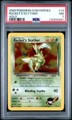 2000 POKEMON GYM HEROES HOLO #13 ROCKET'S SCYTHER PSA 7 - Image 1