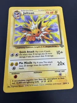 Jolteon Pokemon TCG Jungle 20/64 Regular Unlimited Rare Non-Holo MP WOTC Vintage - Image 1
