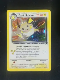 Pokemon Dark Raichu TCG Team Rocket Swirl Holo Card 83/82 LP Condition - Image 1