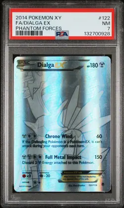 2014 POKEMON XY PHANTOM FORCES #122 FULL ART/DIALGA EX PSA 7 - Image 1