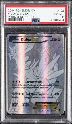 2014 POKEMON XY PHANTOM FORCES #122 FULL ART/DIALGA EX PSA 8 - Image 1