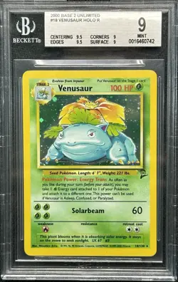 BGS 9 MINT Venusaur 18/130 Base Set 2 Holo Rare Pokemon Card - Image 1
