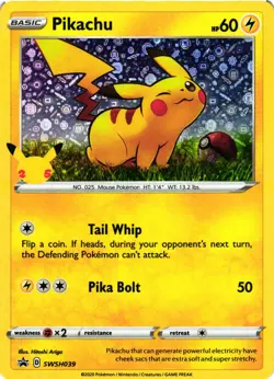 Pokemon TCG Pikachu SWSH039 SWSH: Sword & Shield Promo Cards Holo NM - Image 1