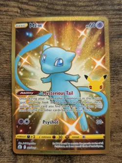 Pokemon TCG - Mew 025/025 Secret Rare Celebrations 25th Anniversary Gold - Image 1