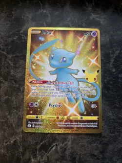 Pokemon TCG - Mew 025/025 Secret Rare Celebrations 25th Anniversary Gold NM Card - Image 1
