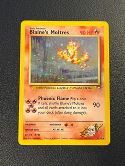 Pokemon Gym Heroes Unlimited Blaine's Moltres 1/132 Holo Rare NM-LP - Image 1