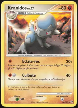 Carte Pokemon Kranidos 46/127 Platine Francais - Image 1