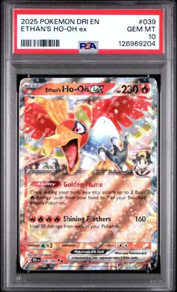 Pokemon Destined Rivals Ethan's Ho-Oh ex 039 PSA 10 - Image 1