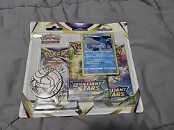 Pokemon TCG Sword & Shield Brilliant Stars 3 Pack Blister Glaceon Promo - Image 1