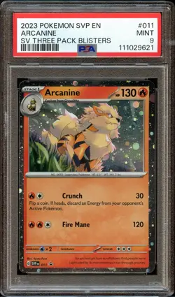 2023 Pokemon Arcanine Cosmos Holo SV Three Pack Blister Promo 011 PSA 9 MINT - Image 1