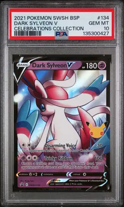 2021 POKEMON SWSH BLACK STAR PROMO CELEBRATIONS COLL #134 DARK SYLVEON V PSA 10 - Image 1