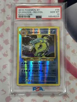 2016 POKEMON XY EVOLUTIONS GYARADOS-REVERSE FOIL 34/108 PSA 10 GEM MT - Image 3