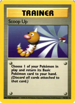 Pokemon TCG Scoop Up 78/102 Rare Unlimited Edition Base Set LP - Image 1
