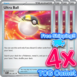 [4x Playset] Ultra Ball 091/091 SV: Paldean Fates (PAF) Pokemon TCG - Image 1