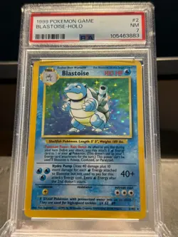 1999 POKEMON TCG BASE SET UNLIMITED #2 BLASTOISE - HOLO PSA 7 NM - Image 1