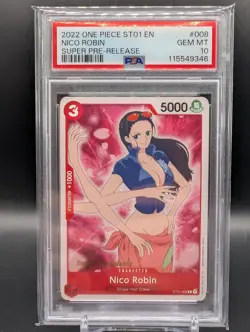 2022 One Piece TCG English Super Pre-Release Nico Robin ST01-008 PSA 10 Gem Mint - Image 1