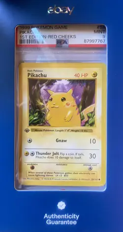 1999 Pikachu-Red Cheeks Pokemon Base Set Shadowless 1st Edition #58 PSA 9 MINT - Image 4