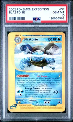 PSA 10 Blastoise #37 - Expedition Non Holo - Gem Mint - Pokemon TCG 2002 - Image 1