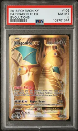 2016 POKEMON XY EVOLUTIONS #106 FULL ART/DRAGONITE EX PSA 8 - Image 1