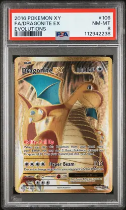 2016 POKEMON XY EVOLUTIONS #106 FULL ART/DRAGONITE EX PSA 8 - Image 1