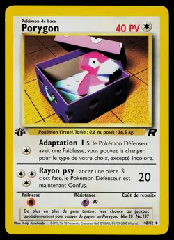 Pokemon Card - Porygon FRENCH Team Rocket 48/82 Uncommon 1st Edition - Image 1