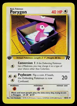 Pokemon Card - Porygon Team Rocket 48/82 Uncommon 1st Edition - Image 1
