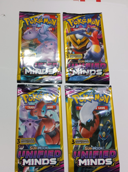 Pokemon Unified Minds 4 Art Pack lot containing 3 cards per Packs. Free Shipping - Image 1