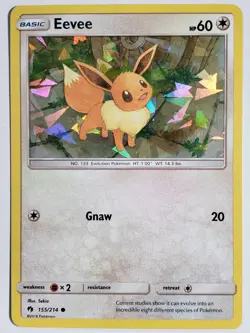 CRACKED ICE Eevee 155/214 NM - HOLO VARIANT - Lost Thunder Pokemon Card - Image 1