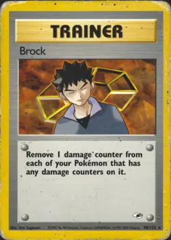Brock 98/132 Unlimited Rare Gym Heroes Pokemon Card HP/DMG - Image 1
