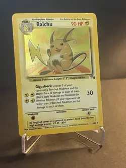 Pokemon TCG Raichu Fossil Set 14/62 Rare Holo Vintage Card LP - Image 1