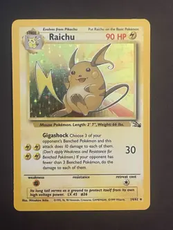 Pokemon TCG Raichu Fossil Set 14/62 Rare Holo Vintage Card LP - Image 3