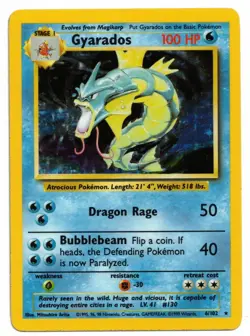 Pokemon Card: Gyarados HOLO 6/102 Base Set Rare! EX - Image 1