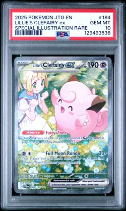 2025 POKEMON JTG EN-JOURNEY TOGETHER #184 LILLIE'S CLEFAIRY EX PSA 10 - Image 1