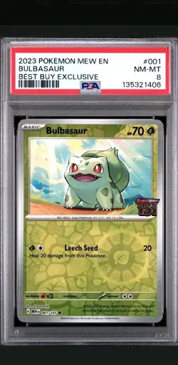 2023 Pokemon TCG Bulbasaur 01/165 Stamped 151 Best Buy Exclusive PSA 8 - Image 1