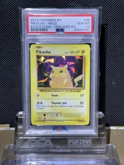 2016 Pokemon XY Evolutions Pikachu Holo Cracked Ice 35/108 PSA 10 GEM MT - Image 1
