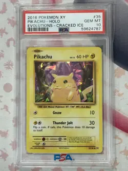 2016 Pokemon XY Evolutions Pikachu Holo Cracked Ice 35/108 PSA 10 GEM MT - Image 3