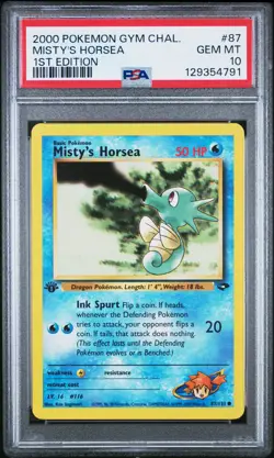 2000 POKEMON GYM CHALLENGE 1ST ED #87 MISTY'S HORSEA PSA 10 - Image 1