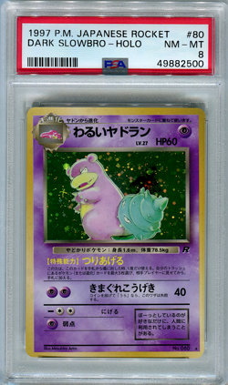 Pokemon Japanese PSA 8 Near Mint Dark Slowbro Team Rocket Rare #80 Holo Bleed - Image 1