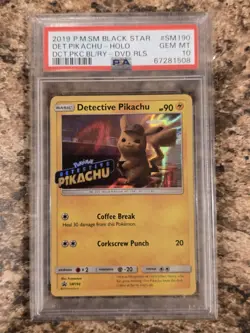 Pokemon TCG Detective Pikachu SM190 Promo Holo PSA 10 GM - Image 1