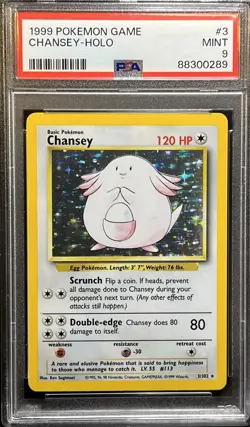 1999 POKEMON GAME #3 CHANSEY-HOLO PSA 9 - Image 1
