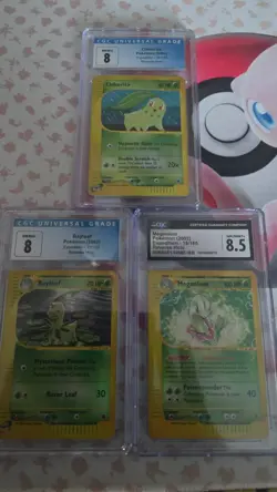 Pokemon 2002 Chikorita, Bayleef, Megamium Expedition Reverse Foil CGC Graded Set - Image 1