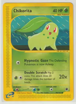 2002 CHIKORITA 99/165 POKEMON EXPEDITION BASE SET BASIC COMMON GRASS LP - Image 1
