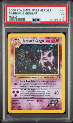2000 POKEMON GYM HEROES HOLO #14 SABRINA'S GENGAR PSA 3 - Image 1
